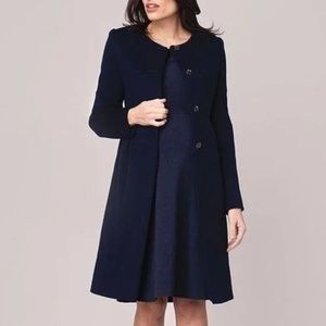 Seraphine Navy Blue Cashmere Blend Maternity Coat Size 6
